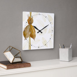 Bladeren en riemproducten, wandklokvormig vierkante klok