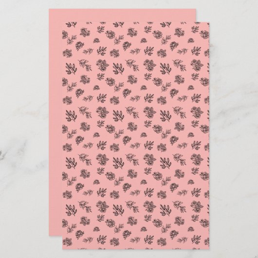 Bladeren en Rozen handgetekend op ENIGE KLEURENzee (Voorkant / Achterkant)