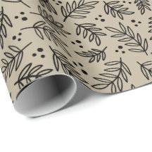 Bladeren en Stippen Modern Neutral Wrapping Paper
