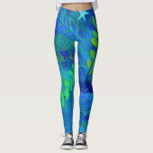 bladeren en takken op blauw leggings (Voorkant)