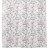 Bladeren en veren douchegordijn (Voorkant)