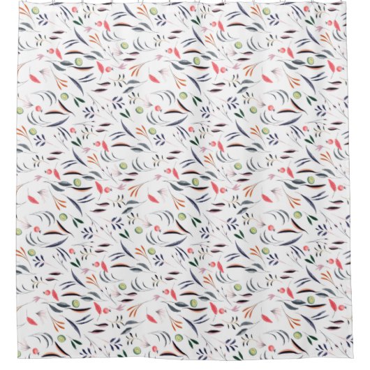 Bladeren en veren douchegordijn (Voorkant)