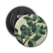 Bladeren en vertakkingen op de achtergrond van Cre Button Flesopener (Voorkant)