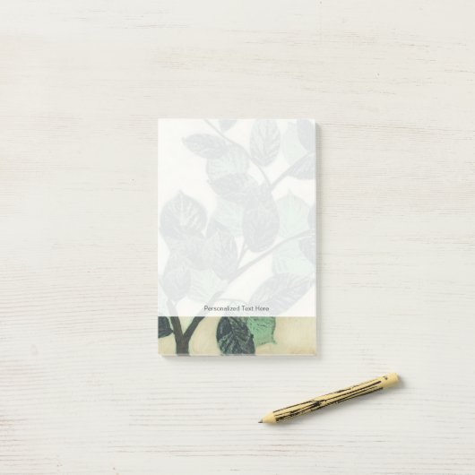 Bladeren en vertakkingen op de achtergrond van Cre Post-it® Notes (Op bureau)