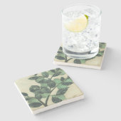 Bladeren en vertakkingen op de achtergrond van Cre Stenen Onderzetter (Zijkant)