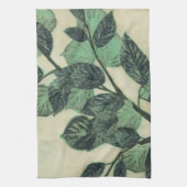 Bladeren en vertakkingen op de achtergrond van Cre Theedoek (Verticaal)