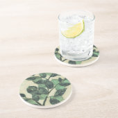 Bladeren en vertakkingen op de achtergrond van Cre Zandsteen Onderzetter (Zijkant)