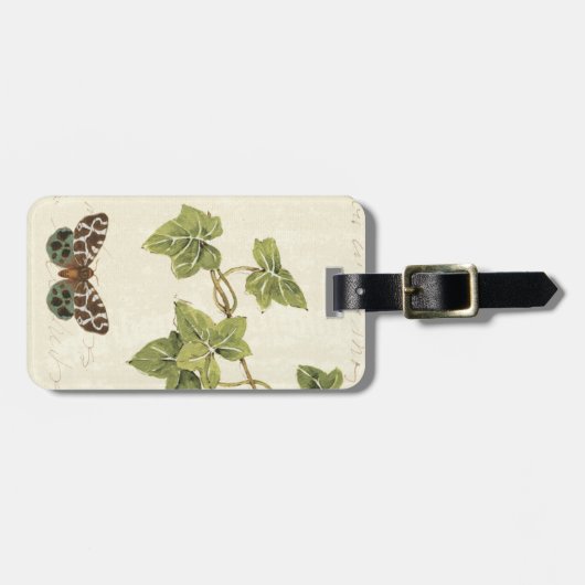 Bladeren en vlinder bagagelabel (Voorkant horizontaal)