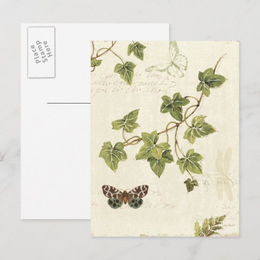 Bladeren en vlinder briefkaart (Voorkant / Achterkant)