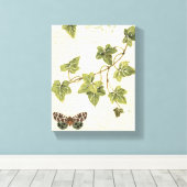 Bladeren en vlinder canvas afdruk (Insitu (Houten vloer))