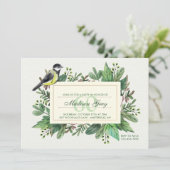 Bladeren en vogel uitnodiging (Staand voorkant)