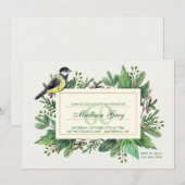 Bladeren en vogel uitnodiging (Voorkant / Achterkant)