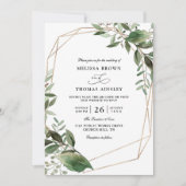 Bladeren Eucalyptus Goud Budget QR Code Trouwen Kaart (Voorkant)