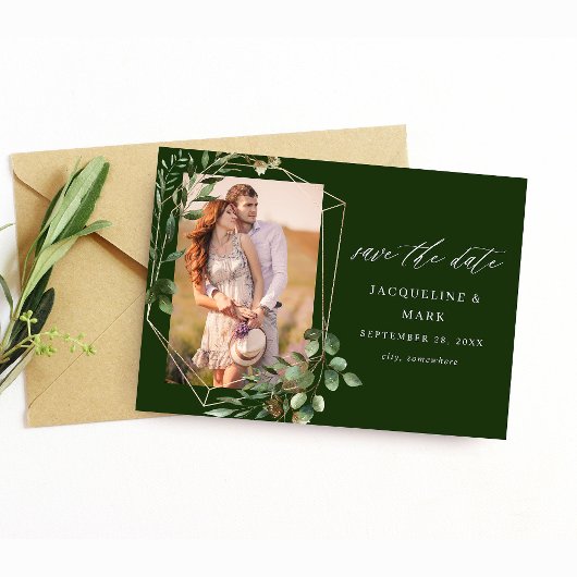 Bladeren & Eucalyptus Goud V Foto Opslaan van de D Save The Date
