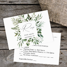 Bladeren & Eucalyptus Rustic met RSVP voor maaltij Kaartje