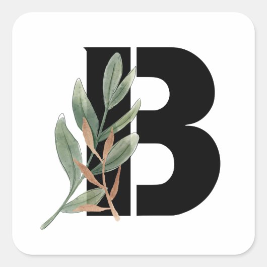 Bladeren Faux Gold Folie Letter B Monogram Sticker (Voorkant)