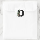 Bladeren Faux Gold Folie Letter D Monogram Sticker (Tas)