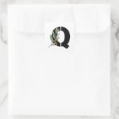 Bladeren Faux Gold Folie Letter Q Monogram Sticker (Tas)