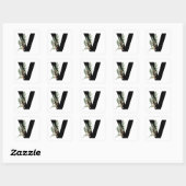 Bladeren Faux Gold Folie Letter V Monogram Sticker (Vel)