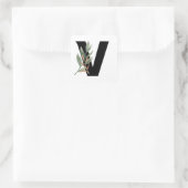 Bladeren Faux Gold Folie Letter V Monogram Sticker (Tas)