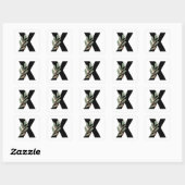 Bladeren Faux Gold Folie Letter X Monogram Sticker (Vel)
