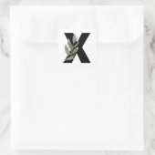 Bladeren Faux Gold Folie Letter X Monogram Sticker (Tas)