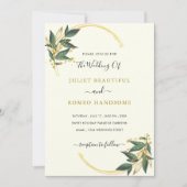 Bladeren Gold Wedding Invitation Sjabloon (Voorkant)