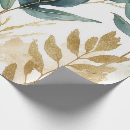 Bladeren Gouden Lijn Cadeaupapier (Hoek)