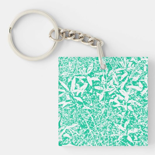 bladeren groen en wit sleutelhanger (voorkant)