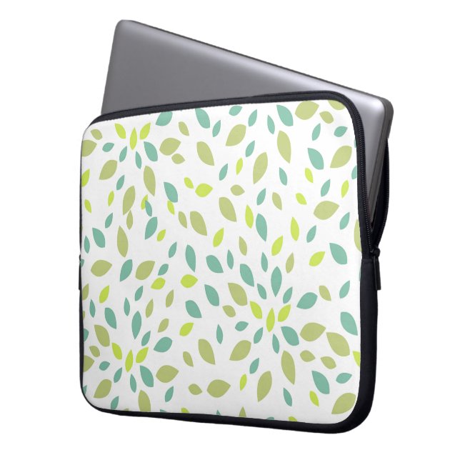 Bladeren (groen) laptop sleeve (Voorkant Links)