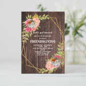 Bladeren Hout Friendsgiving Uitnodiging (Staand voorkant)