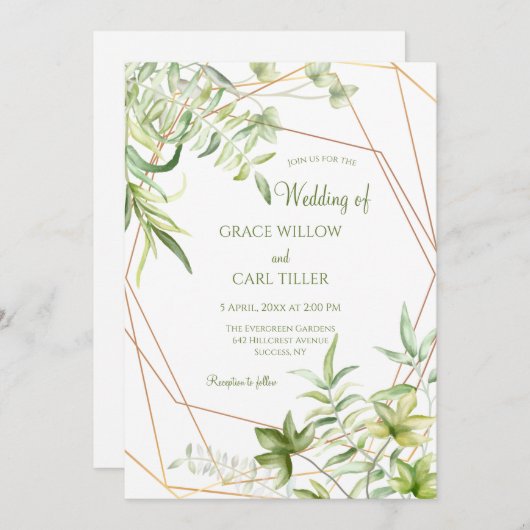 Bladeren in Aquarel Kaart (Voorkant / Achterkant)