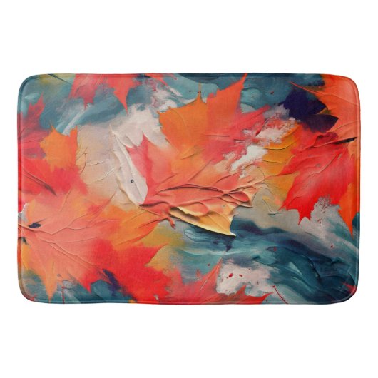 Bladeren In De Wind – Abstracte Herfstbeweging Badmat (Voorkant)