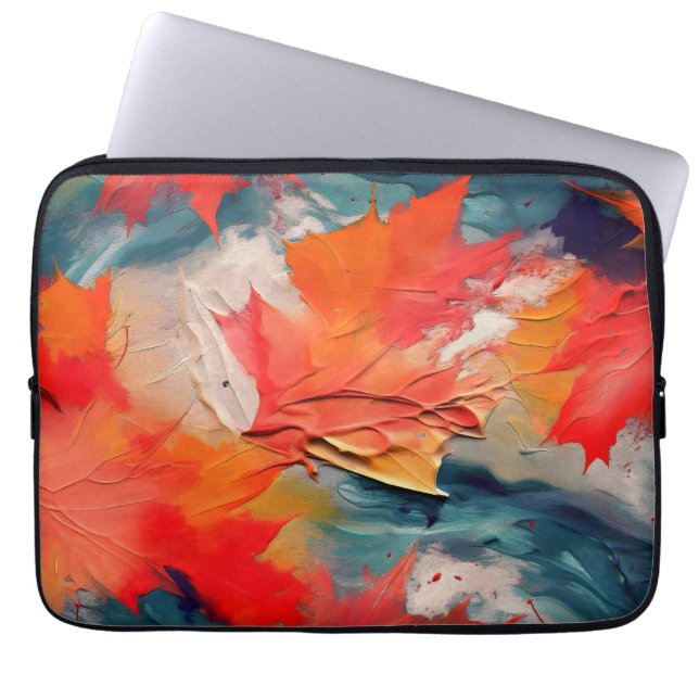 Bladeren In De Wind – Abstracte Herfstbeweging Laptop Sleeve (Voorkant)