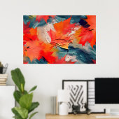 Bladeren In De Wind – Abstracte Herfstbeweging Poster (Thuiskantoor)