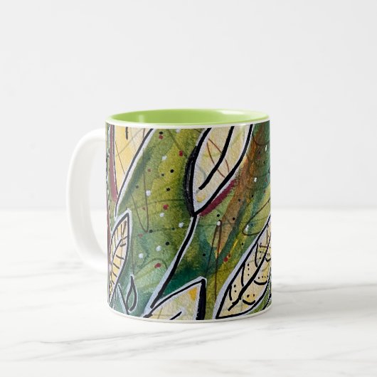 Bladeren in de wind tweekleurige koffiemok (Voorkant links)