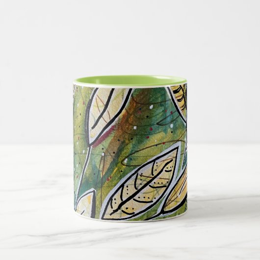 Bladeren in de wind tweekleurige koffiemok (Center)