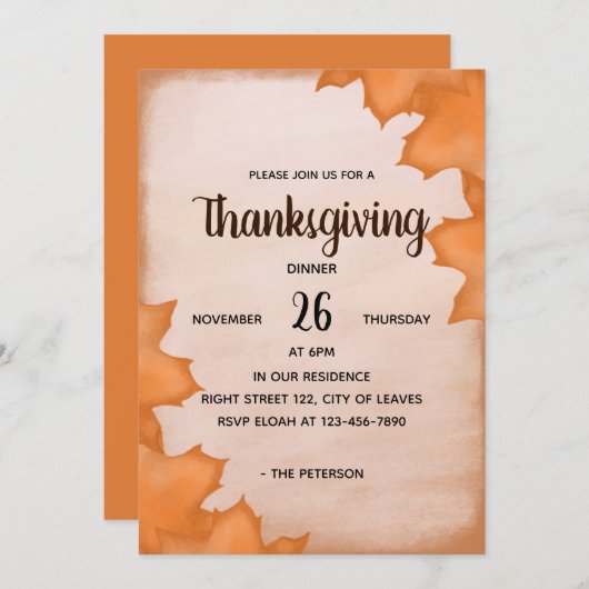 Bladeren in het najaar - Thanksgiving binnenuitnod Kaart (Voorkant / Achterkant)