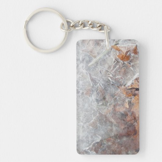 bladeren in ijs (goud) sleutelhanger (Voorkant)