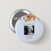 Bladeren in liefdevolle herinnering begrafenismonu ronde button 5,7 cm (Voorkant /achterkant)