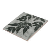 Bladeren in zwart en wit tegeltje (Zijkant)