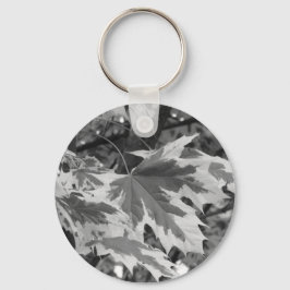Bladeren in zwart-wit sleutelhanger