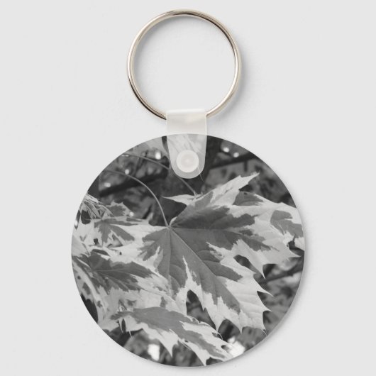 Bladeren in zwart-wit sleutelhanger (Voorkant)