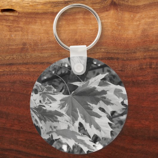 Bladeren in zwart-wit sleutelhanger (Voorkant)