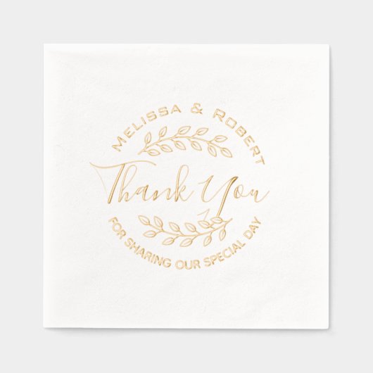 bladeren krans moderne bruiloft dank u folie servetten (Voorkant)