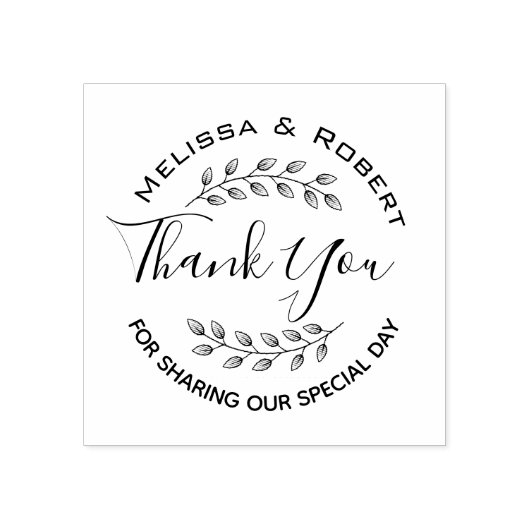 bladeren krans moderne bruiloft dank u rubberstempel (Afrduk)