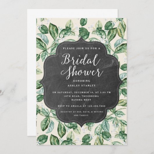  bladeren krijtbord bruidsdouche uitnodiging (Voorkant / Achterkant)