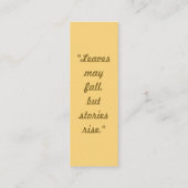 Bladeren kunnen Herfsten, maar verhalen stijgen -  Mini Visitekaartje (Achterkant)
