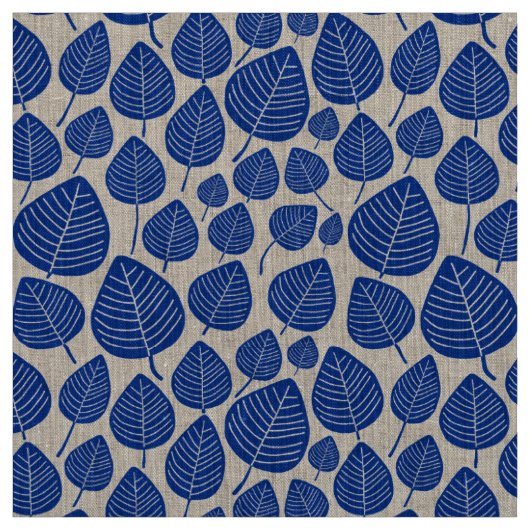 Bladeren - Marineblauw Stof (Swatch)