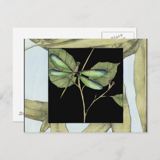 Bladeren met Dragonfly-ingang door Jennifer Goldbe Briefkaart (Voorkant / Achterkant)